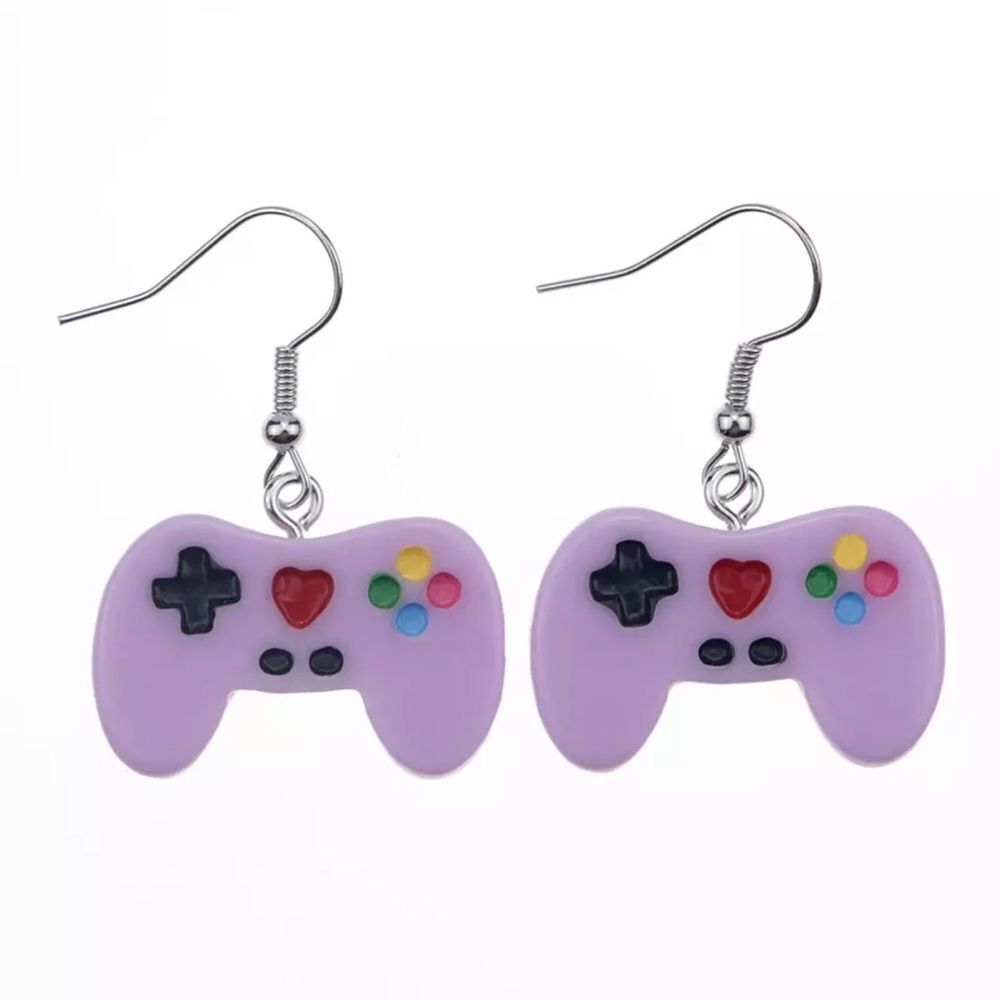 🆕Purple Game Console Controller Charm Dangle Earrings